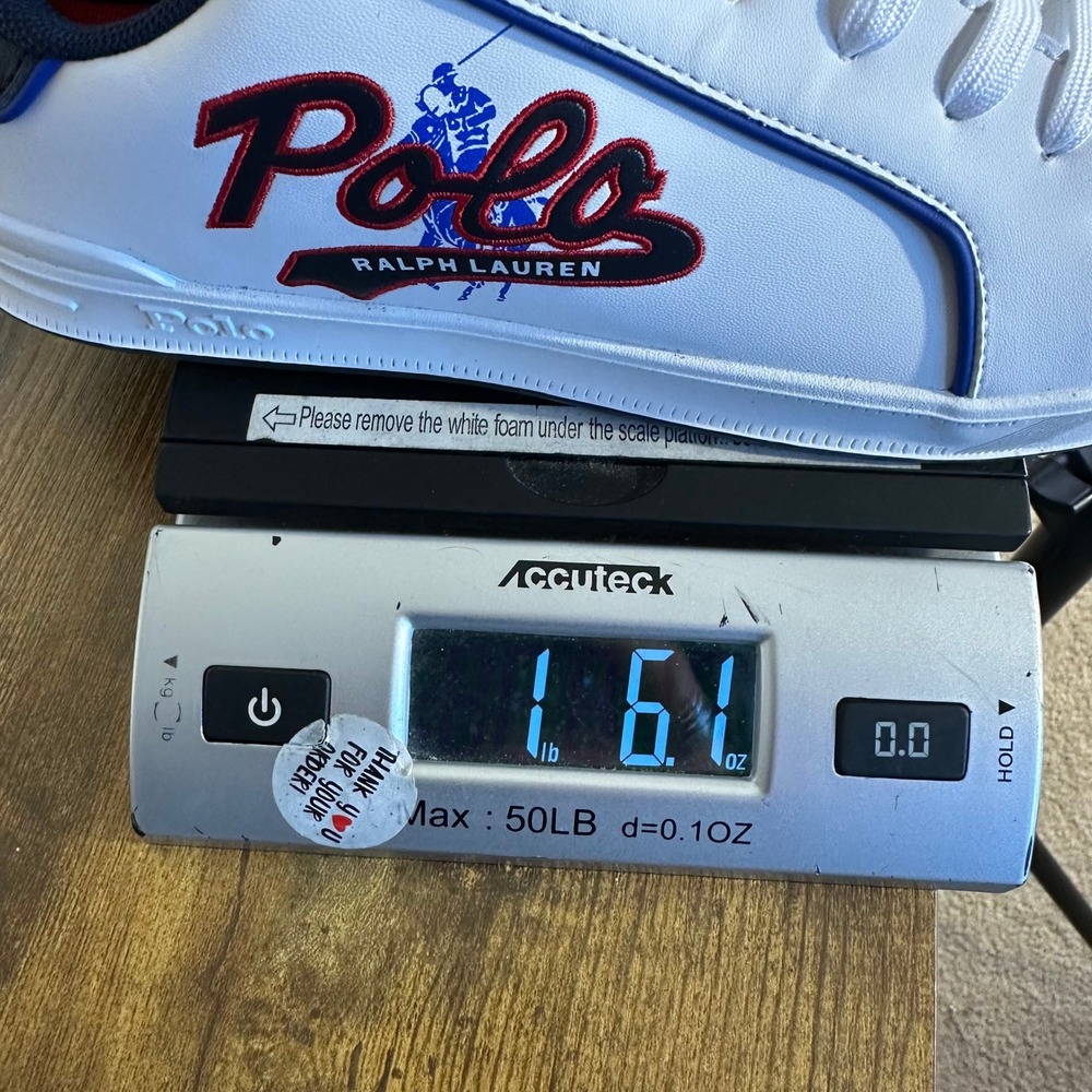 Polo Ralph Lauren Heritage Court III Graphic White Navy Red Sneakers Kids Size 6 - Picture 10 of 10